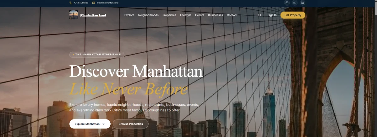 Manhattan.land website homepage
