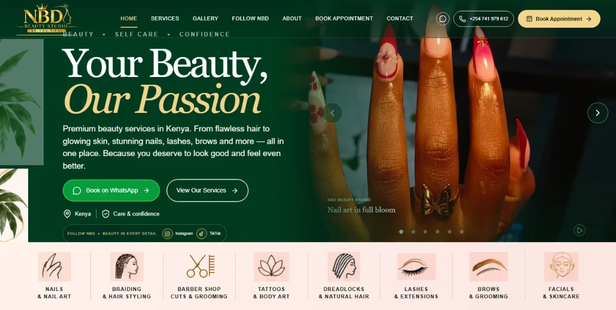 NailsbyDreh / NBD Beauty Studio website homepage
